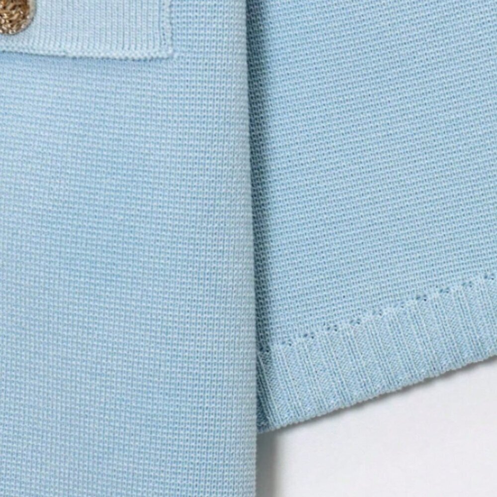 Blue Casual Women's Short Sleeve Knit Top - Picture 7 of 11